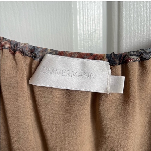 100% Silk Zimmermann Dress - Pleated Chiffon Ruffle Dress Boho Pink and Gray - Picture 14 of 16